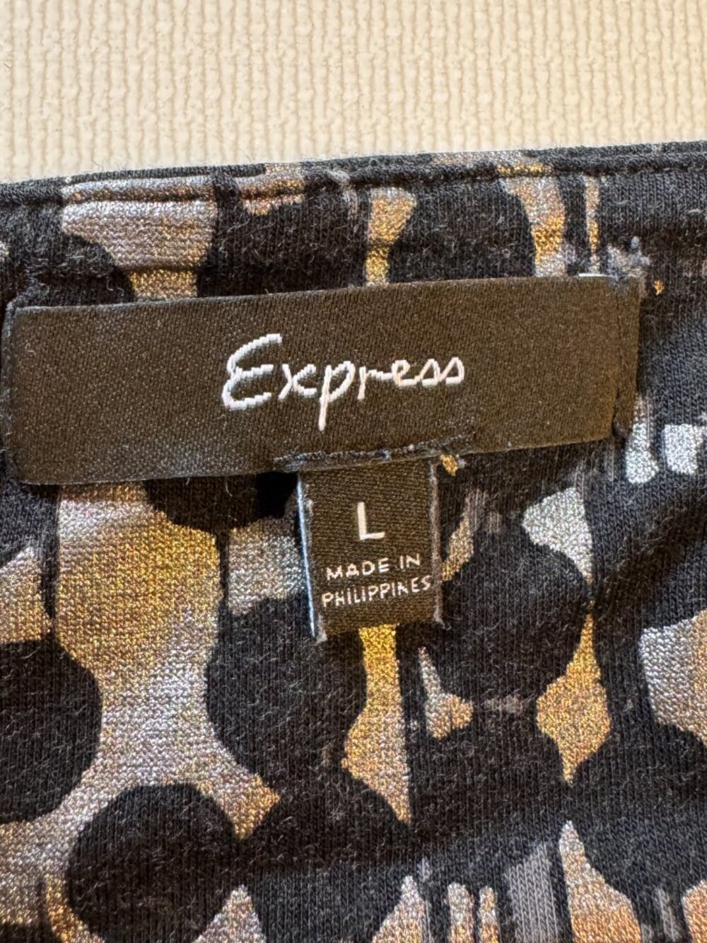 Express Strapless Babydoll Tunic Top Size Large Black Tan Dots Flowy - Picture 5 of 7